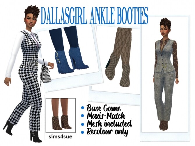 Sims 4 DALLASGIRL’S ANKLE BOOTIES at Sims4Sue