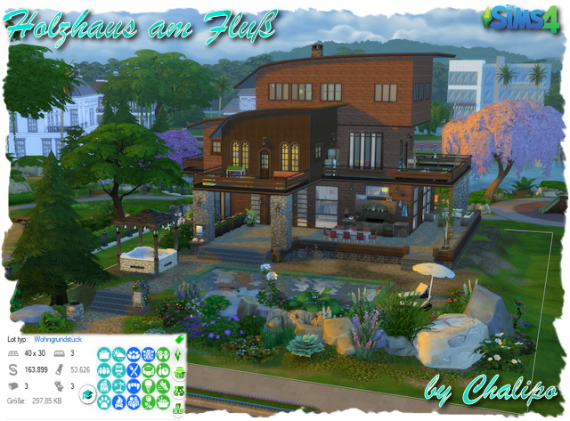 Sims 4 Wooden house by the river from Chalipo at All 4 Sims