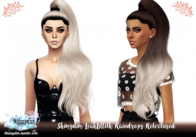 Sims 4 LeahLillith Raindrops Hair Retexture + Ombre + Darkroots at Shimydim Sims