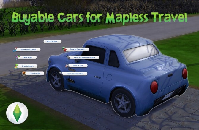 Sims 4 Buyable Cars for Mapless Travel by roundgrass at Mod The Sims