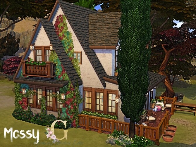 Sims 4 Mossy cottage by GenkaiHaretsu at TSR