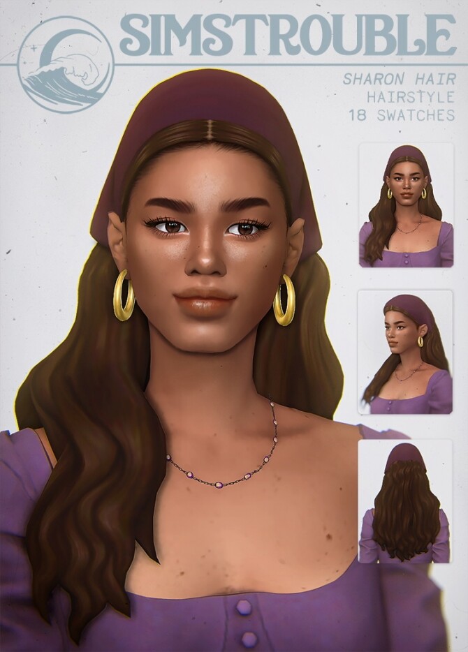 Sims 4 SHARON curly hair in a bandana at SimsTrouble