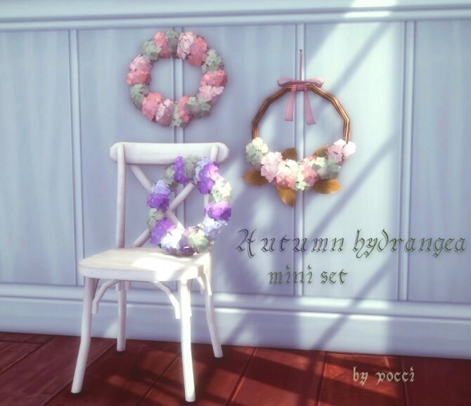 Sims 4 Autumn Hydrangea mini set by Pocci at Garden Breeze Sims 4