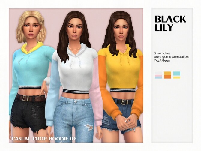 Sims 4 Casual Crop Hoodie 03 by Black Lily at TSR