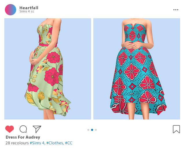 Sims 4 Dress for Audrey recolors at Heartfall