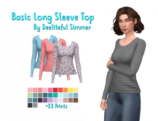 Sims 4 Basic long sleeve top at Deeliteful Simmer