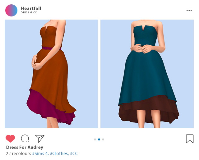 Sims 4 Dress for Audrey recolors at Heartfall