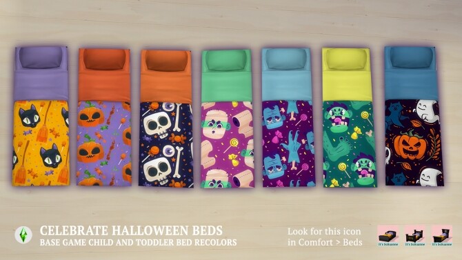 Sims 4 Celebrate Halloween Single & Toddler Beds by ImSuanne at Mod The Sims