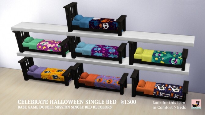 Sims 4 Celebrate Halloween Single & Toddler Beds by ImSuanne at Mod The Sims