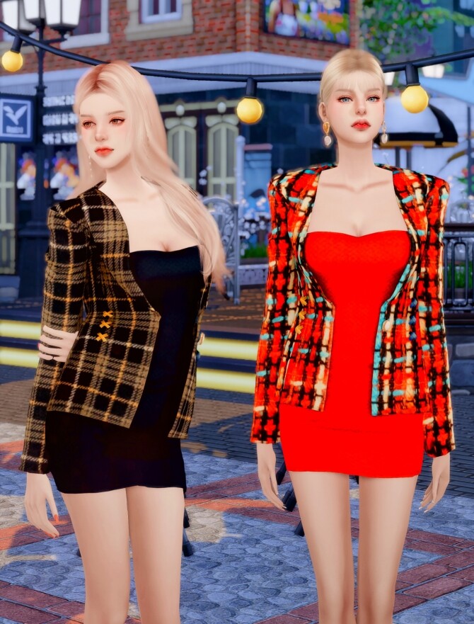 Sims 4 Tweed Jacket & Dress at RIMINGs
