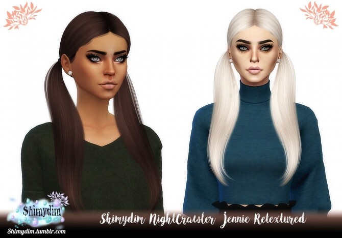 Sims 4 NightCrawler Jennie Hair Retexture Naturals + Unnaturals at Shimydim Sims