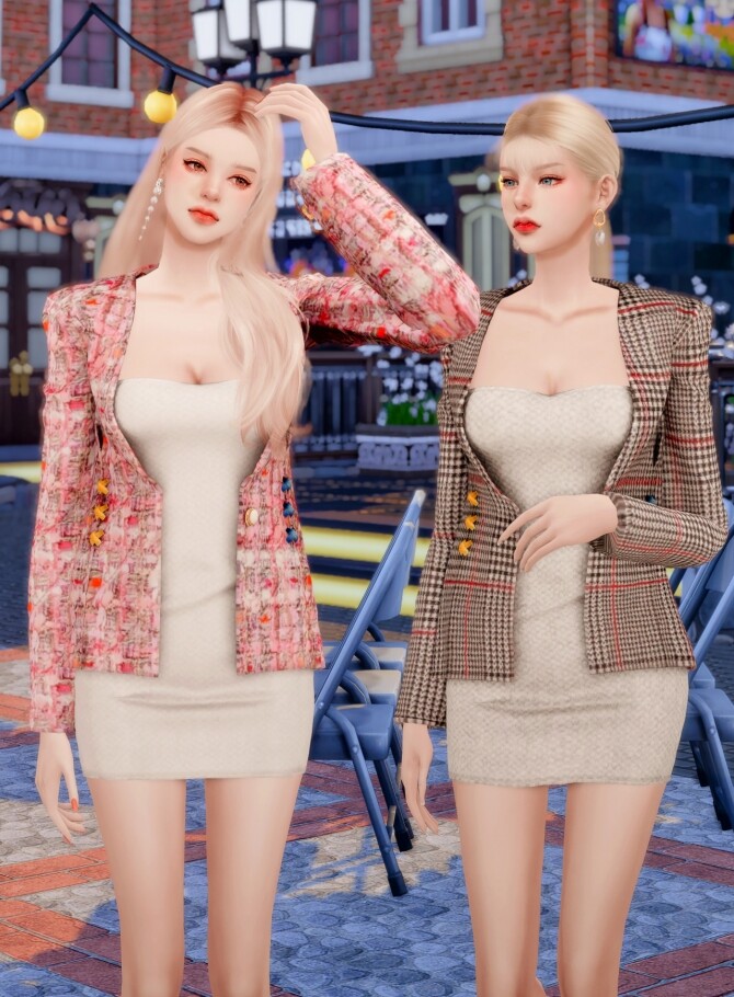 Sims 4 Tweed Jacket & Dress at RIMINGs