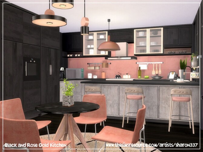Sims 4 Black and Rose Gold Kitchen by sharon337 at TSR