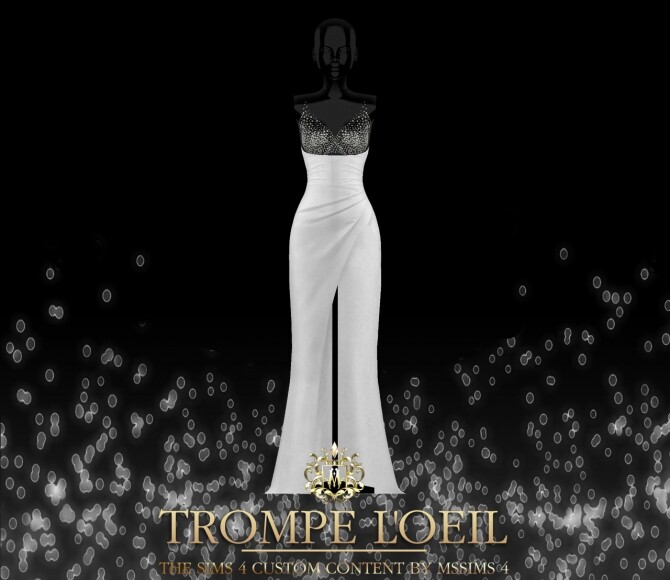 Sims 4 TROMPE LOEIL GOWN (P) at MSSIMS
