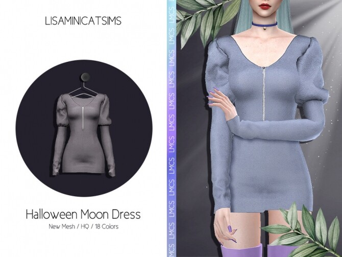 Sims 4 LMCS Halloween Moon Dress by Lisaminicatsims at TSR