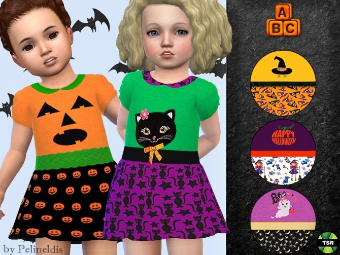 Sims 4 Toddler Halloween Dress by Pelineldis at TSR