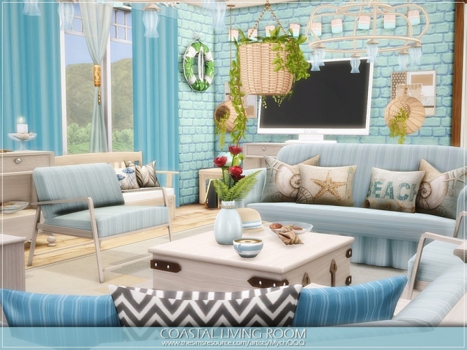 Coastal Living Room by MychQQQ at TSR » Sims 4 Updates