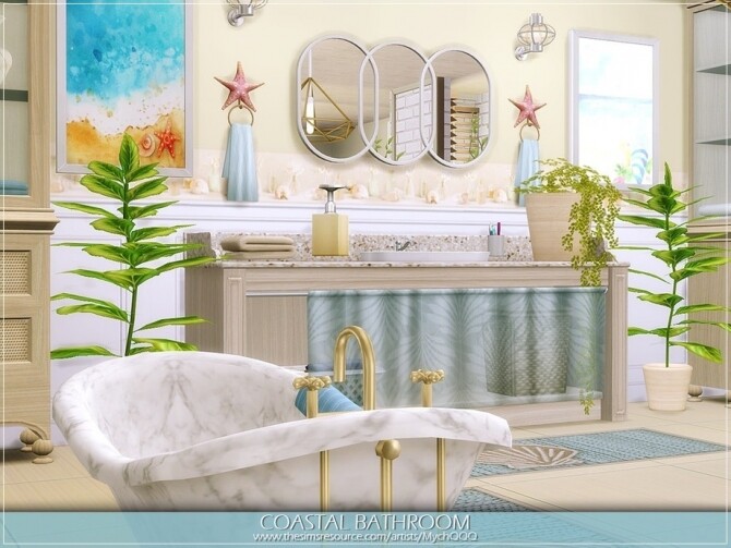 Sims 4 Coastal Bathroom by MychQQQ at TSR