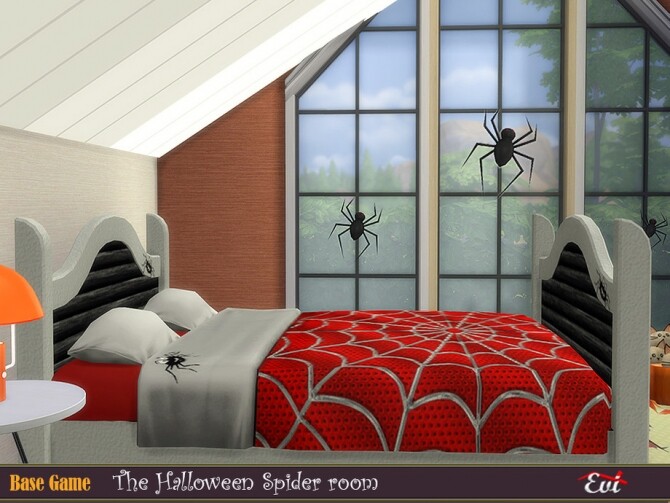 Sims 4 The Halloween Spider bedroom by evi at TSR