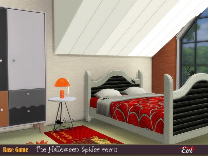 Sims 4 The Halloween Spider bedroom by evi at TSR