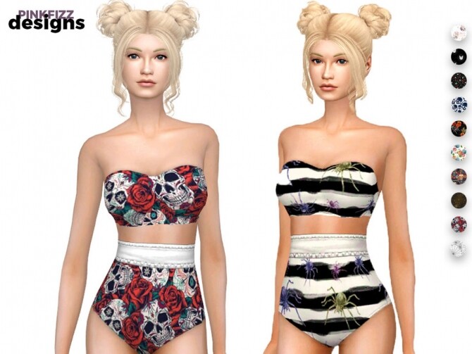 Sims 4 Halloween Bikini by Pinkfizzzzz at TSR