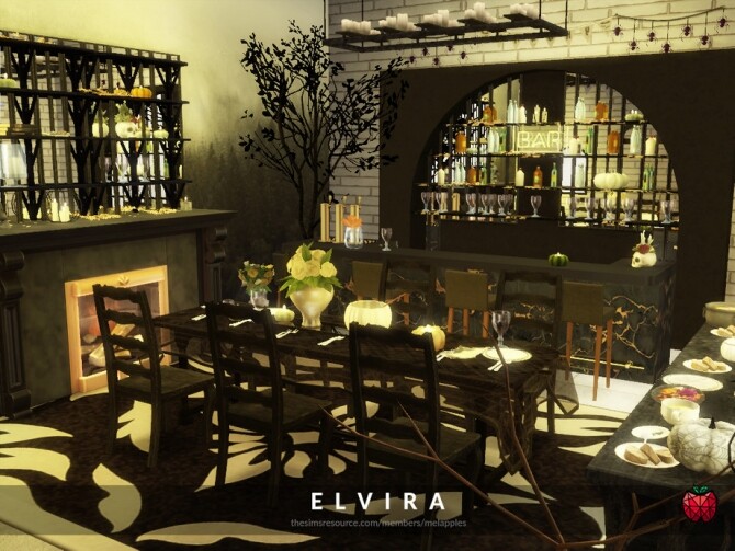 Sims 4 Elvira dining room by melapples at TSR