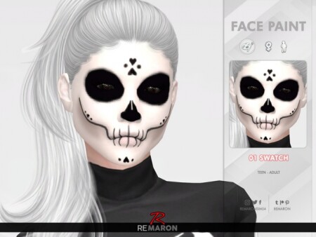 Halloween Skull Face Paint 01 by remaron at TSR