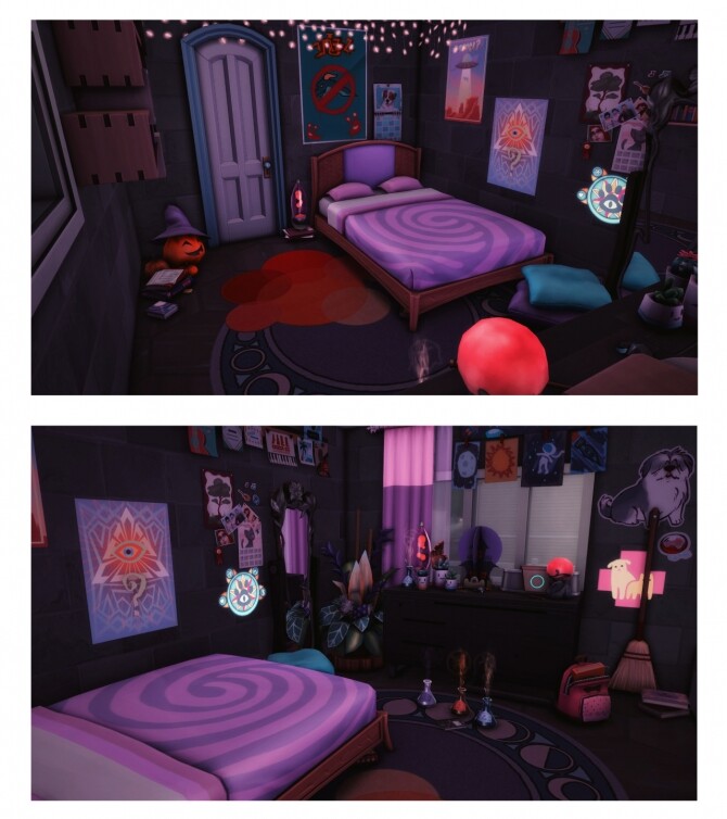 Sims 4 Neon Town Witch student flat at Wiz Creations