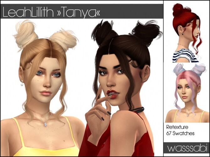 Sims 4 LeahLilliths Tanya hair retextured at Wasssabi Sims