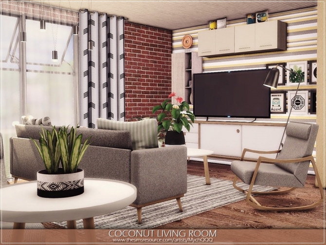 Coconut Living Room by MychQQQ at TSR » Sims 4 Updates