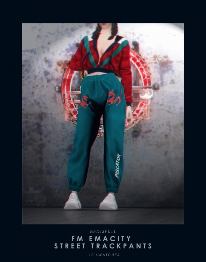 Sims 4 FM Emacity street trackpants at Bedisfull – iridescent