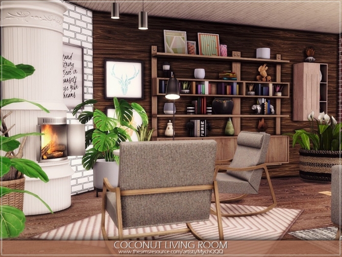 Coconut Living Room by MychQQQ at TSR » Sims 4 Updates