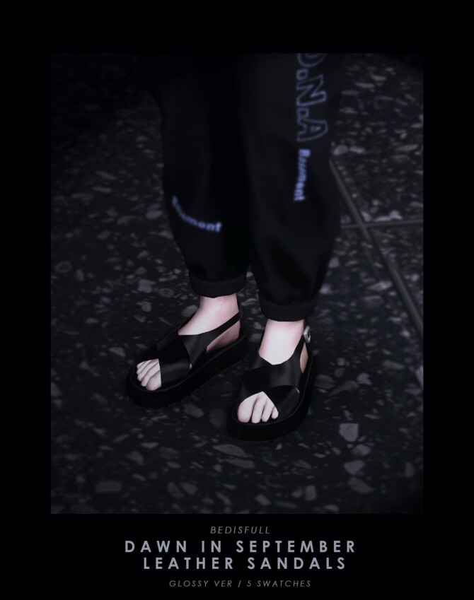 Sims 4 M dawn in september leather sandals at Bedisfull – iridescent