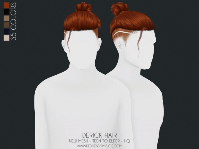 Sims 4 DERICK HAIR ALL AGES at REDHEADSIMS