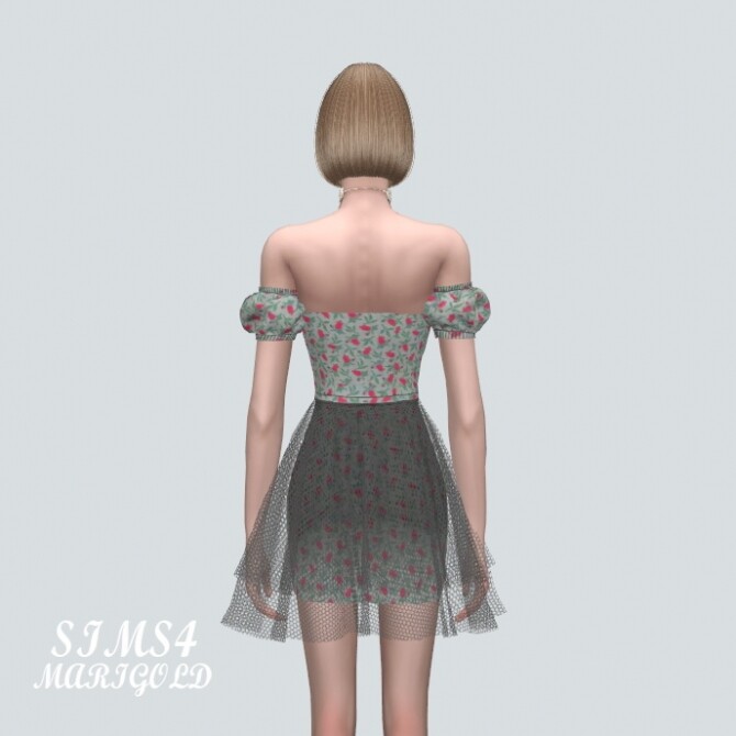 Sims 4 Off Shoulder Mini Dress V2 NN at Marigold