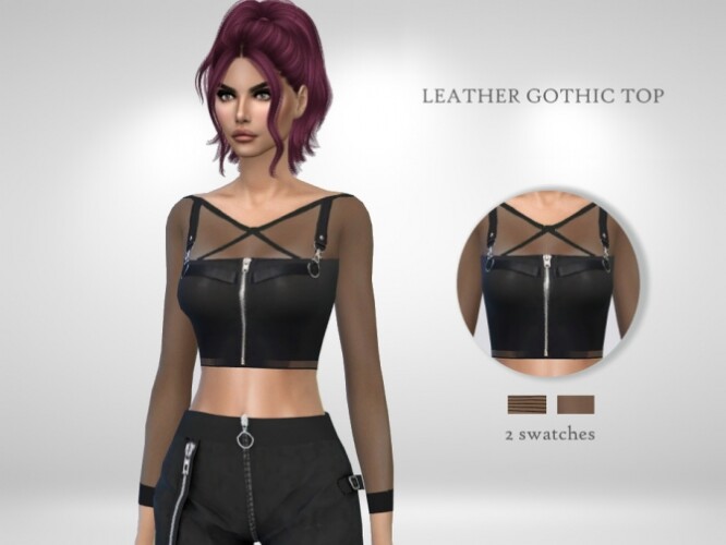 Leather Gothic Top Halloween By Puresim At Tsr Sims 4 Updates