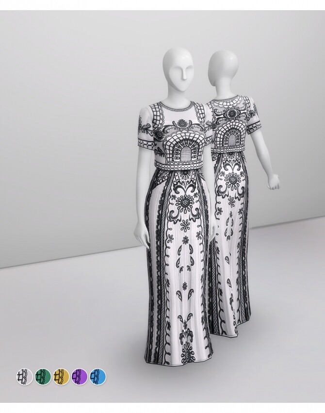 Sims 4 Embroidered Short Sleeve Dress at Rusty Nail