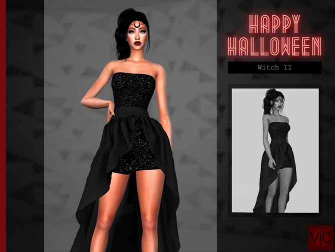 Sims 4 Witch II Dress Halloween VI by Viy Sims at TSR