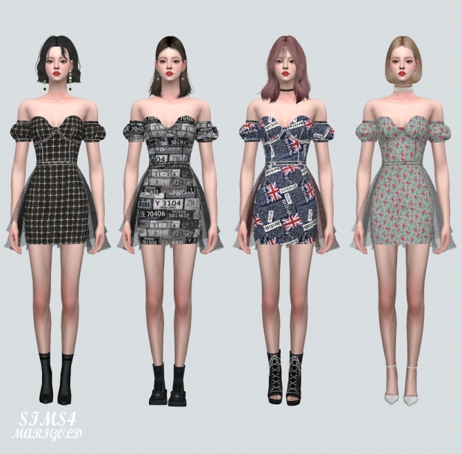 Off-Shoulder Mini Dress V2 NN at Marigold » Sims 4 Updates