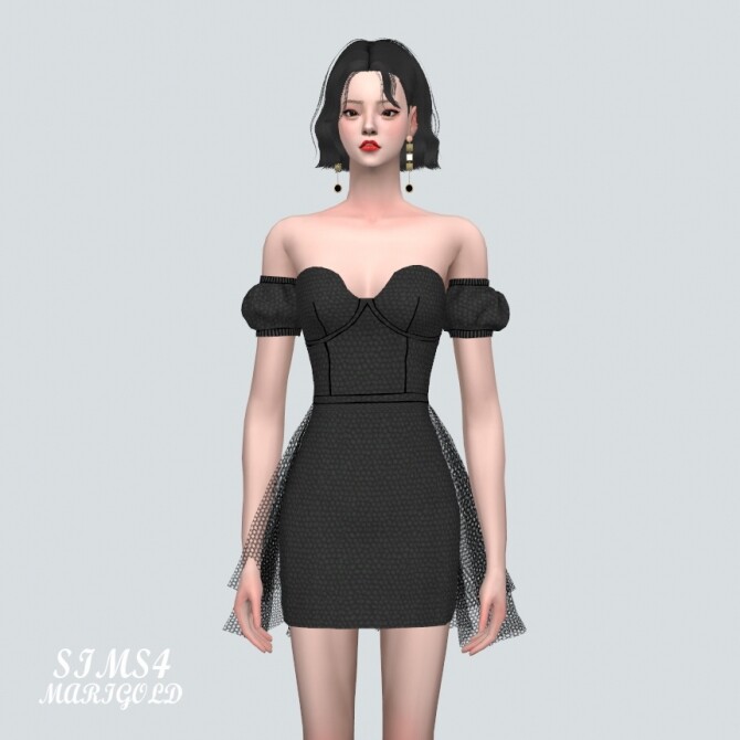 Sims 4 Off Shoulder Mini Dress NN at Marigold