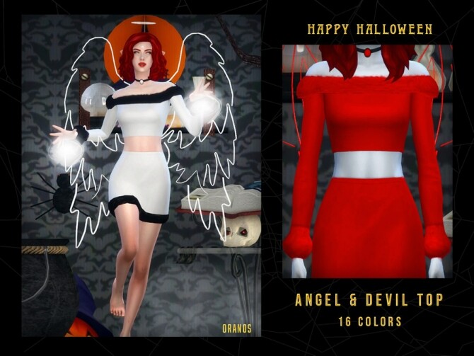 Sims 4 Angel & Devil Top by OranosTR at TSR