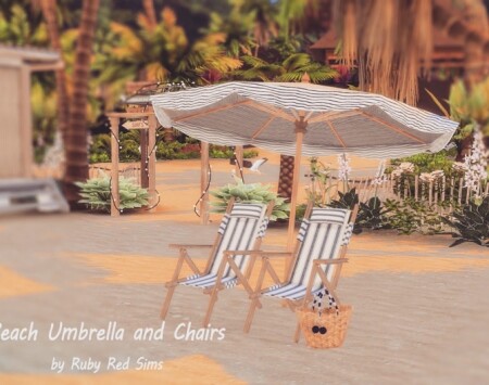 Beach Umbrella and Chairs at Ruby’s Home Design