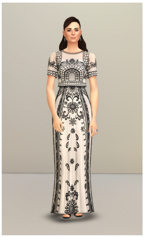 Sims 4 Embroidered Short Sleeve Dress at Rusty Nail