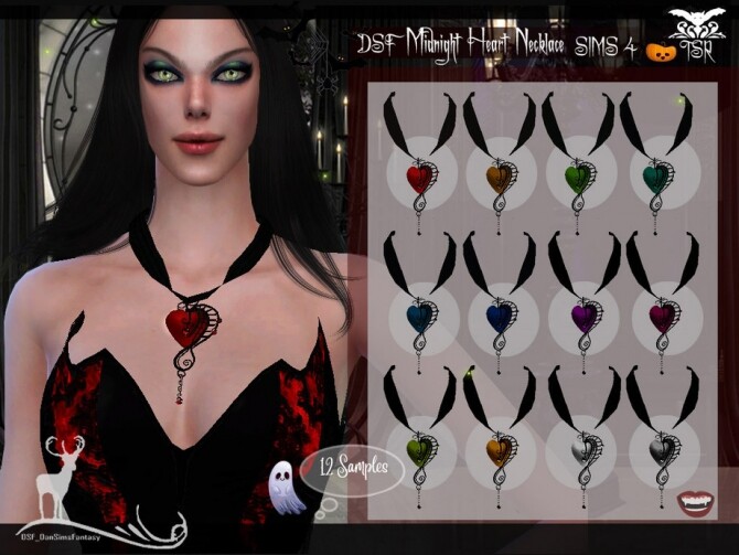 Sims 4 DSF Midnight Heart Necklace by DanSimsFantasy at TSR