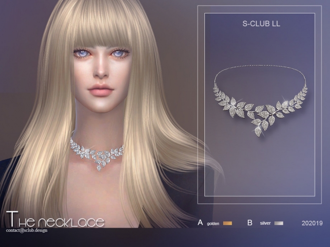 Leaf diamond necklace 202019 by S-Club LL at TSR » Sims 4 Updates