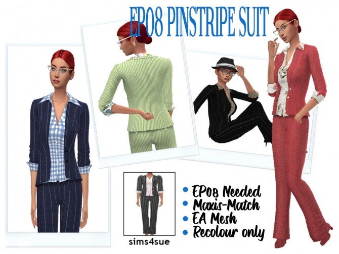 Sims 4 EP08 PINSTRIPE SUIT at Sims4Sue