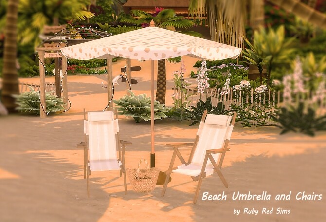 Sims 4 Beach Umbrella and Chairs at Ruby’s Home Design