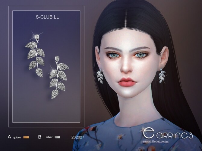 Sims 4 Leaf jasmine earrings 202027 by S Club LL at TSR