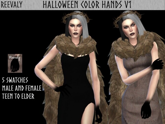 Sims 4 Halloween Color Hands V1 by Reevaly at TSR