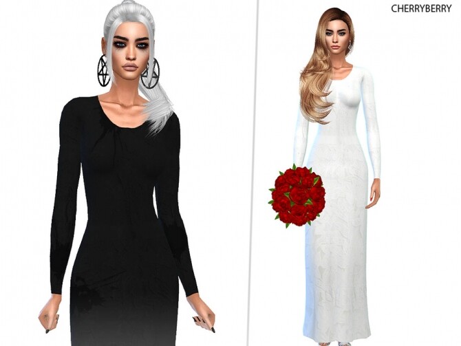 Sims 4 Gothic Bride Wedding Dress by CherryBerrySim at TSR